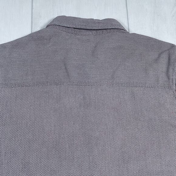 Oakley Mens Large Button Up Short Sleeve Shirt Pocket Metal Logo Purple Gray - Picture 5 of 12